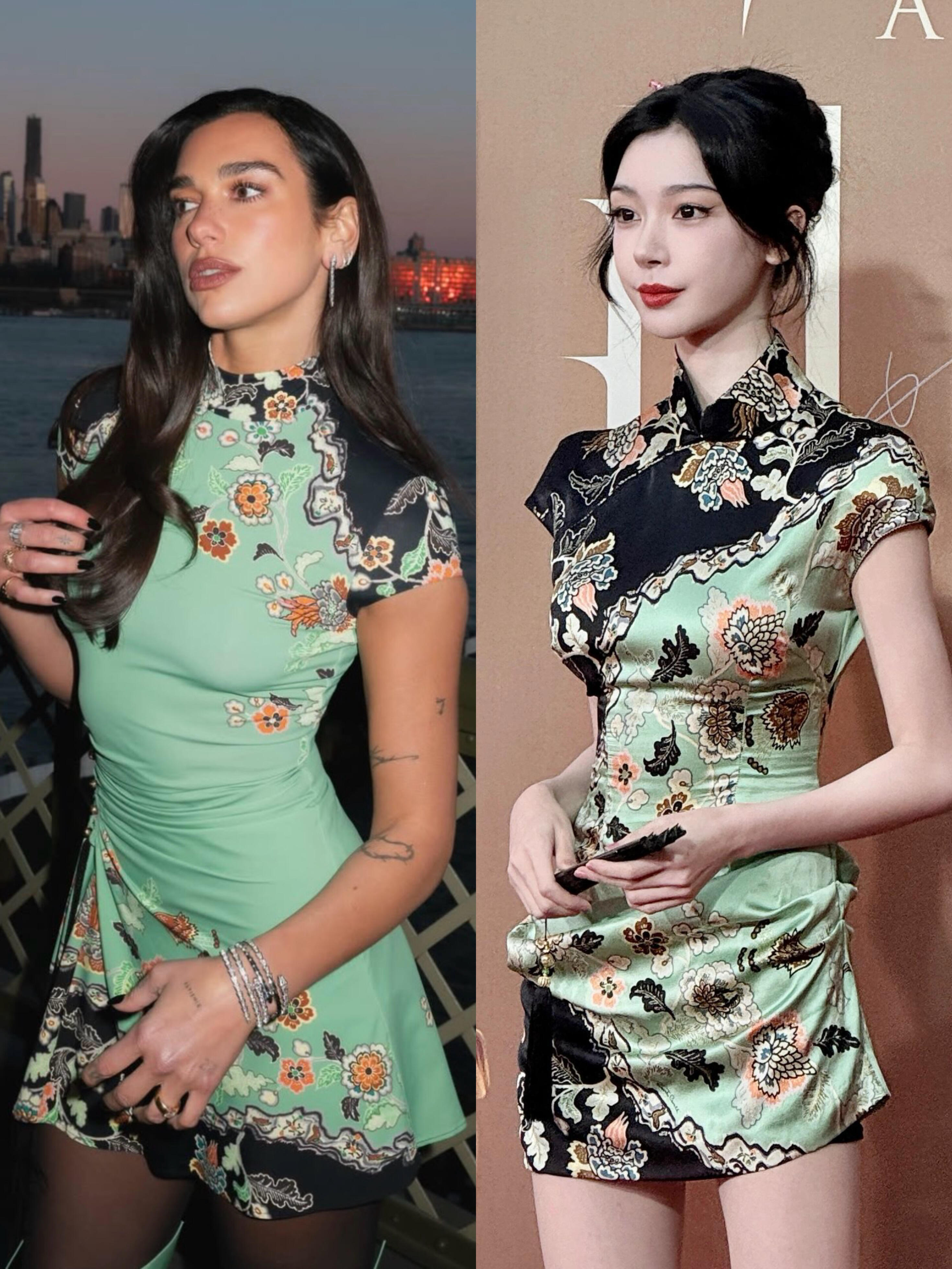 穿中国风的DuaLipa，和易梦玲“撞衫”