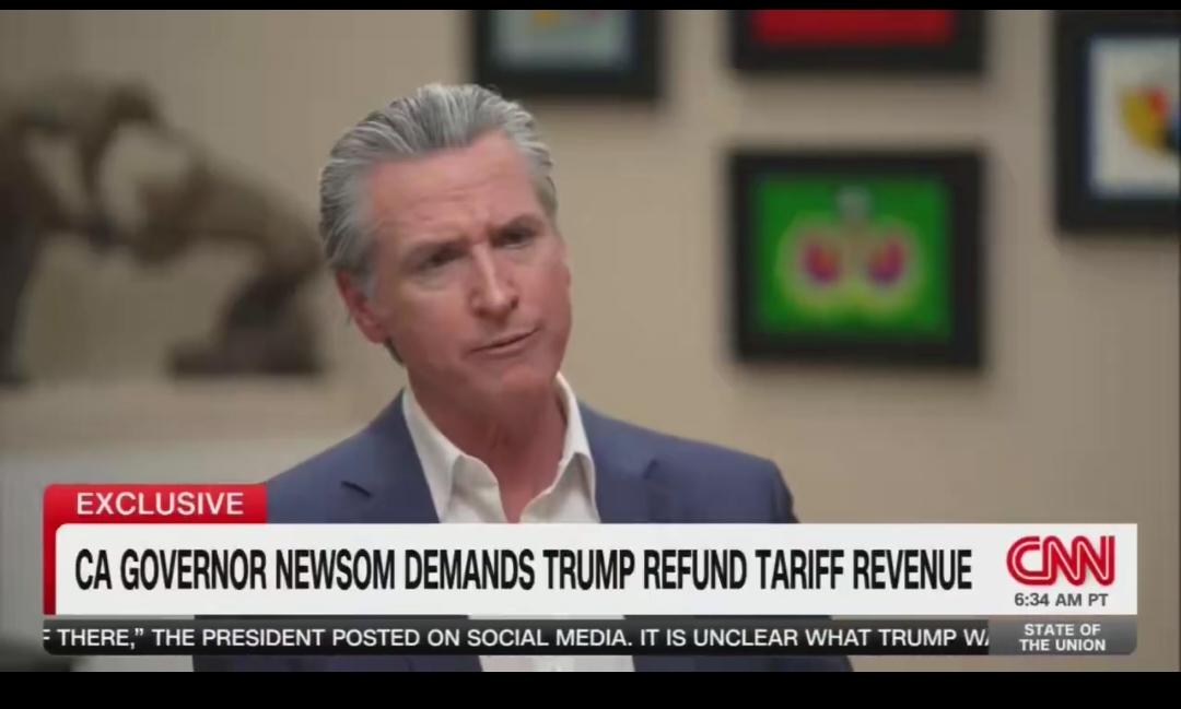 加州州长纽森今天（北京时间2月23日）发文写道：“唐纳德·特朗普和斯科特·贝森特