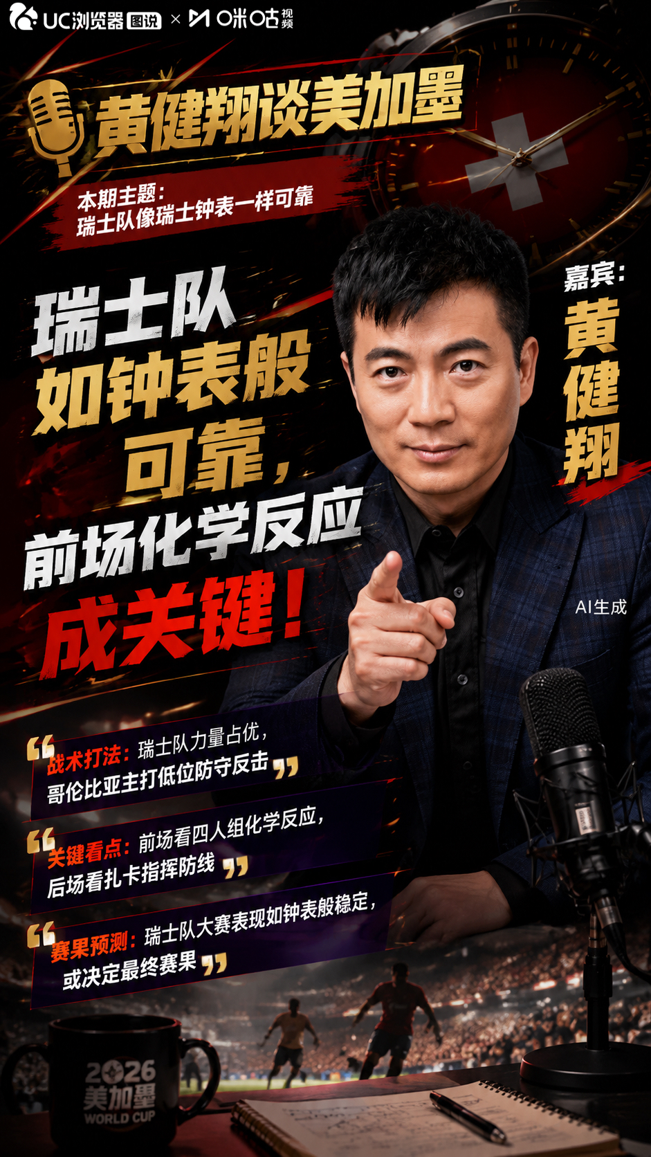 黄健翔：瑞士队的大赛稳定性，像瑞士钟表一样可靠