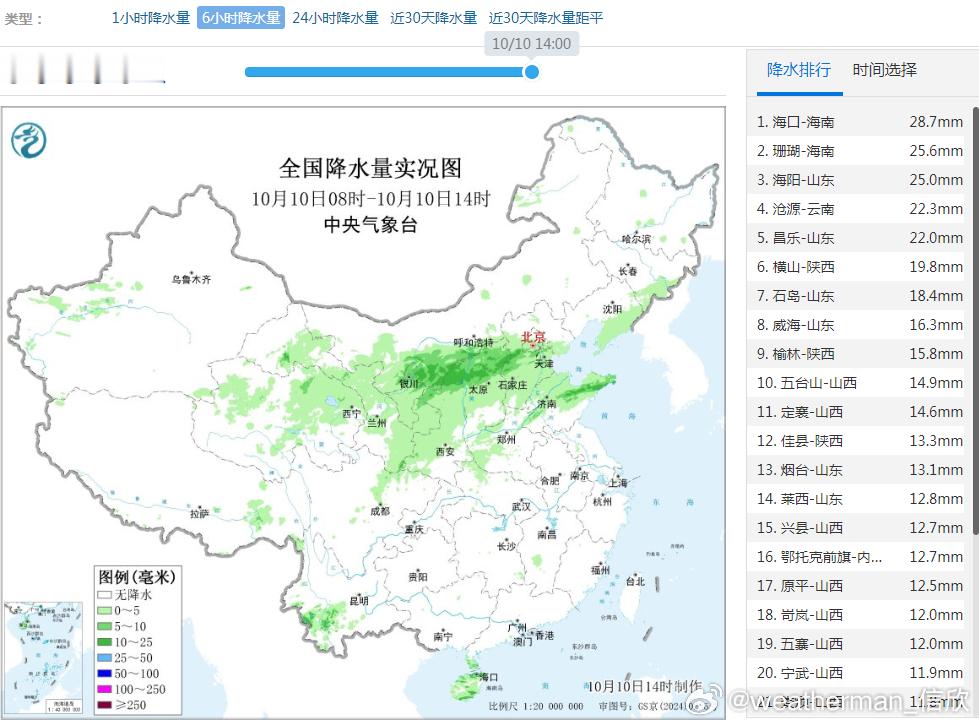 【降水】今天08-14时，系统性的降雨，主要还是在西北地区东部到华北一带，雷达上
