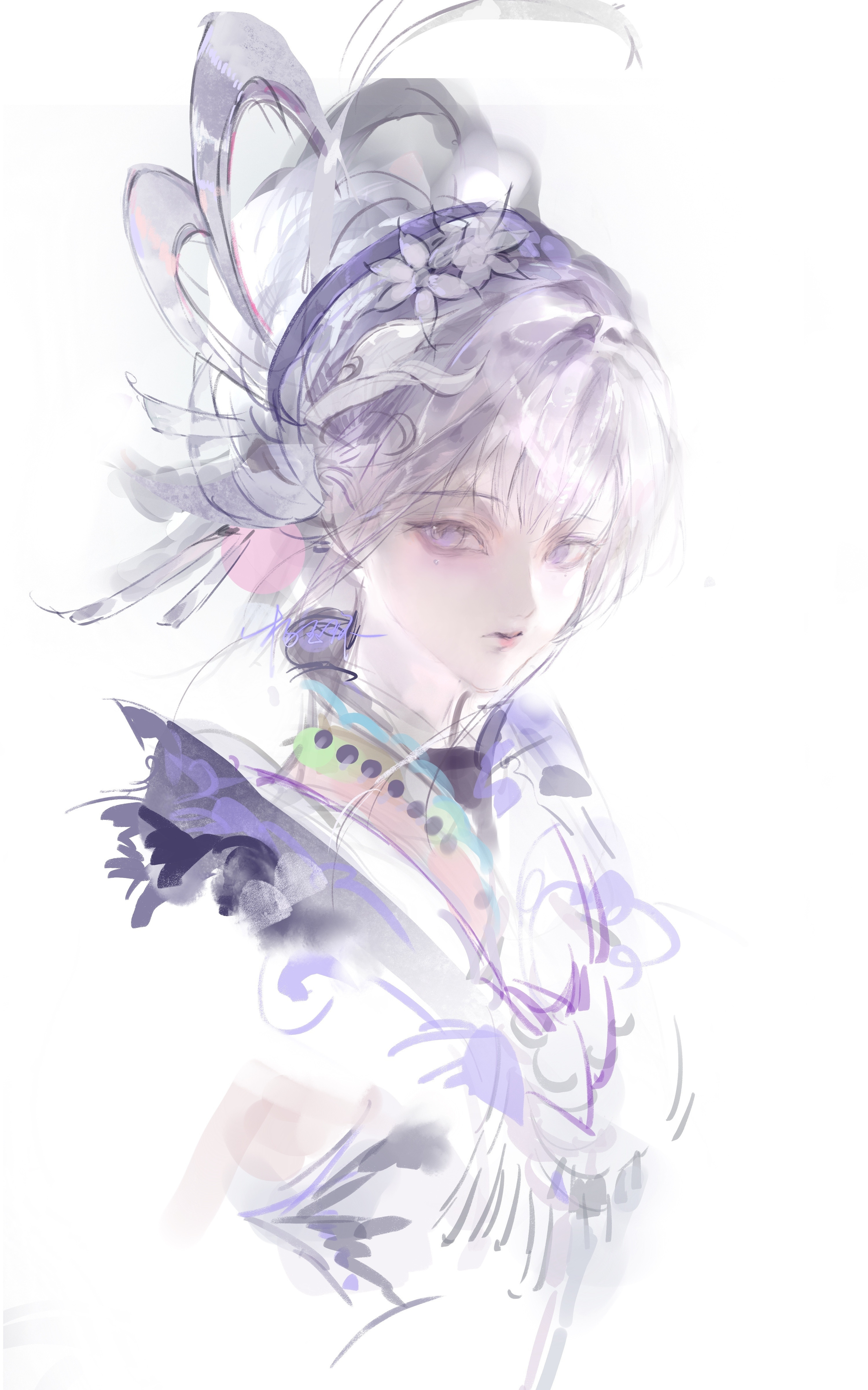 王者荣耀杨玉环芥花蜡染明月珰，簌簌白羽生银花。—————·★₊˚☾.˖♥︎