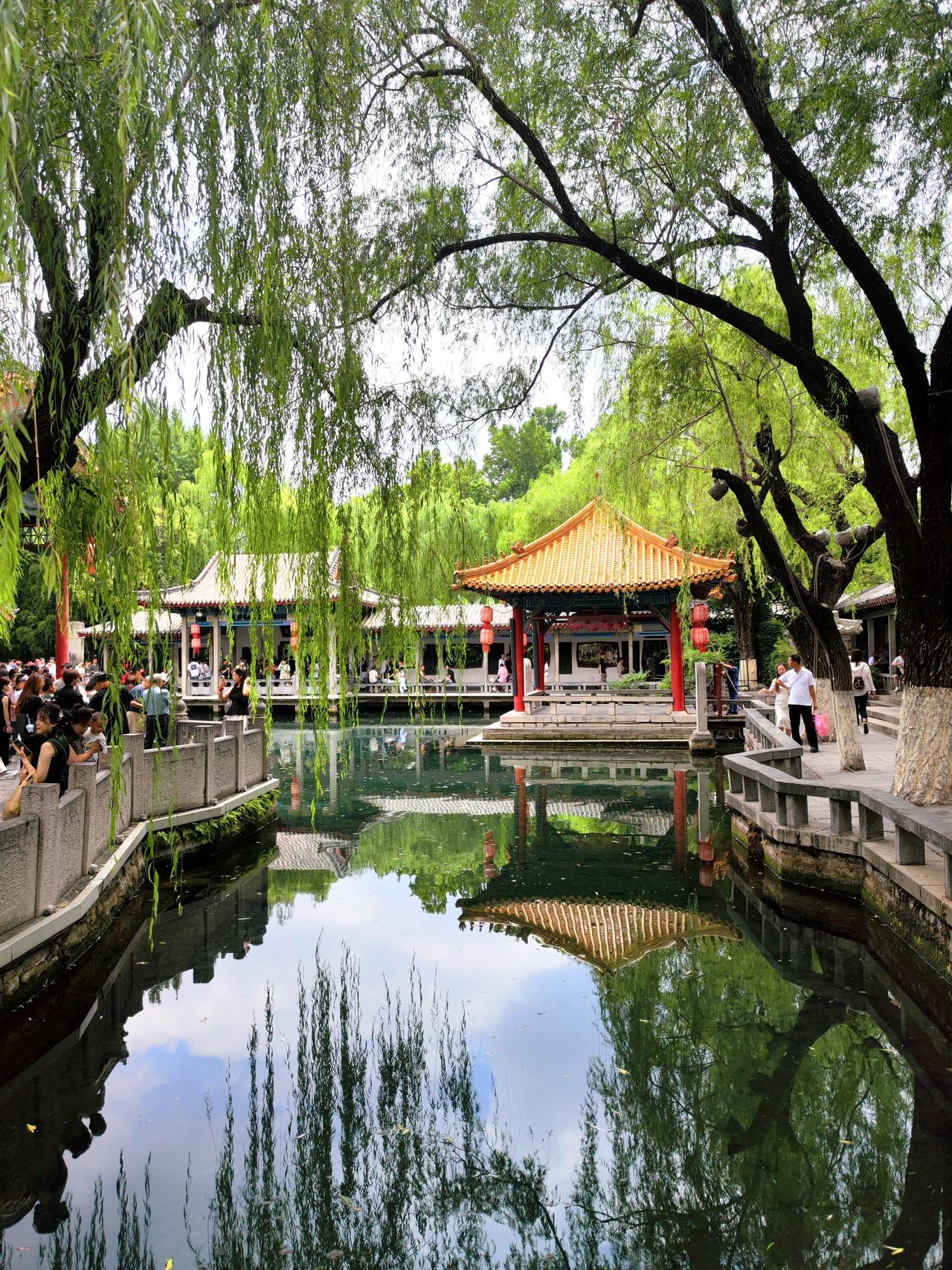 雨停云散，泉水翻涌不息，湿润的空气里，尽是江南般的温柔。五月的的趵突泉公园太舒服
