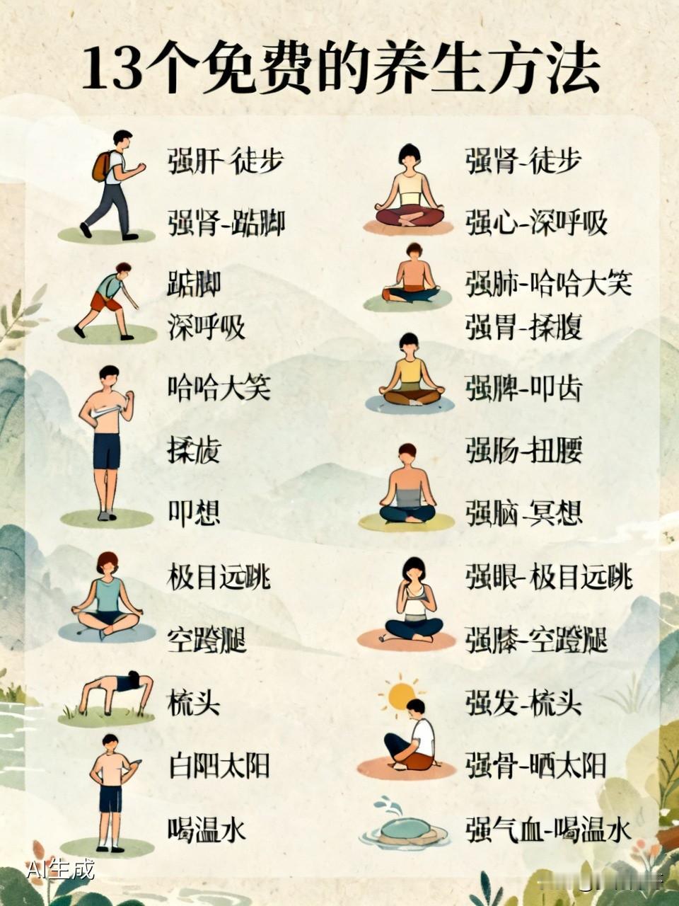 好友是个医生，我在她那里看过皮肤病，一来二去，她又送给我这养生之法：1、强肝-