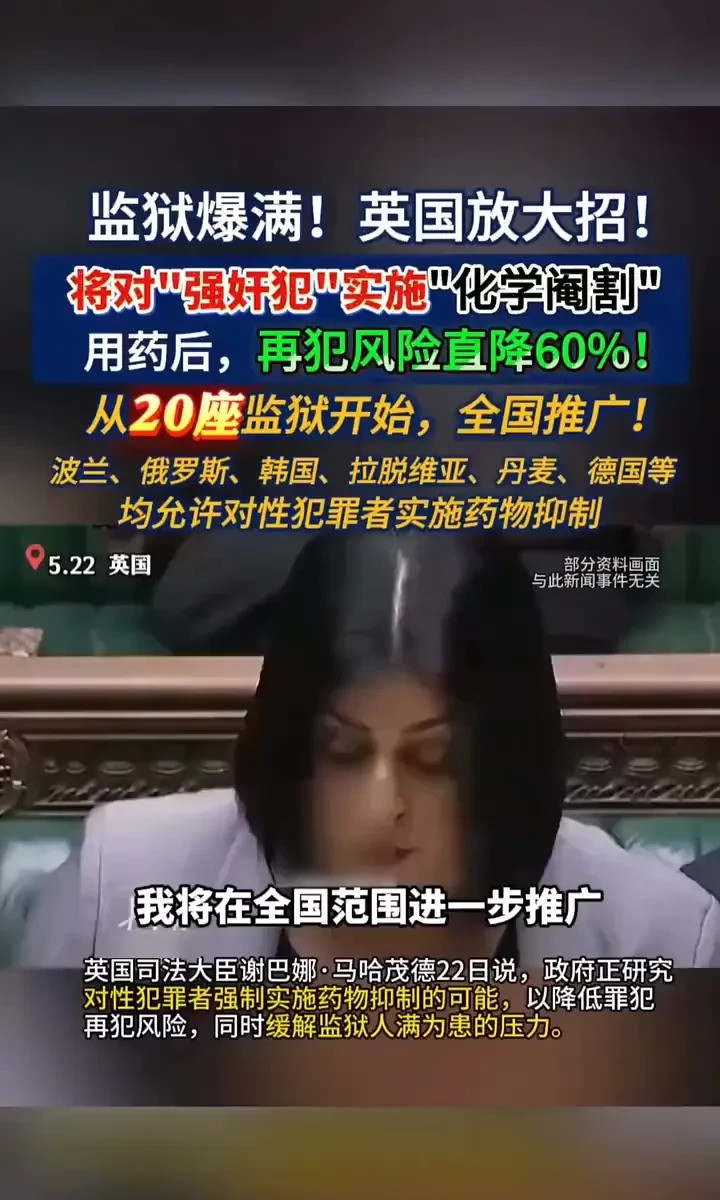 英国狠招治强奸犯天哪，听到这消息简直让人倒吸一口凉气！英