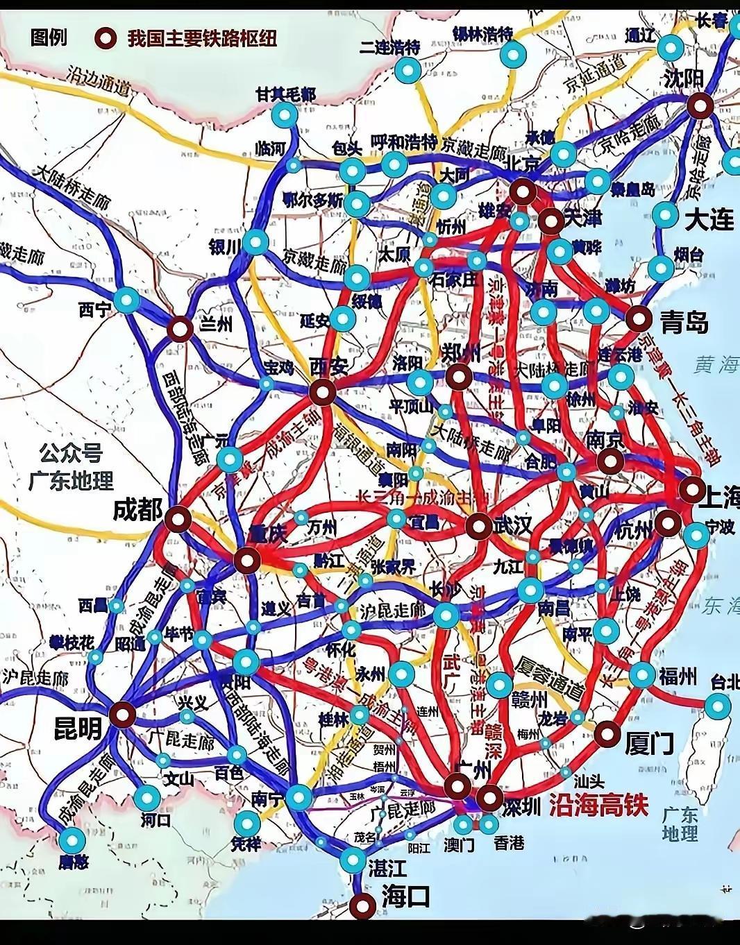 我国主要铁路交通枢纽中，好像还缺一条横向高铁通道，福州/厦门到昆明的高铁通道，走