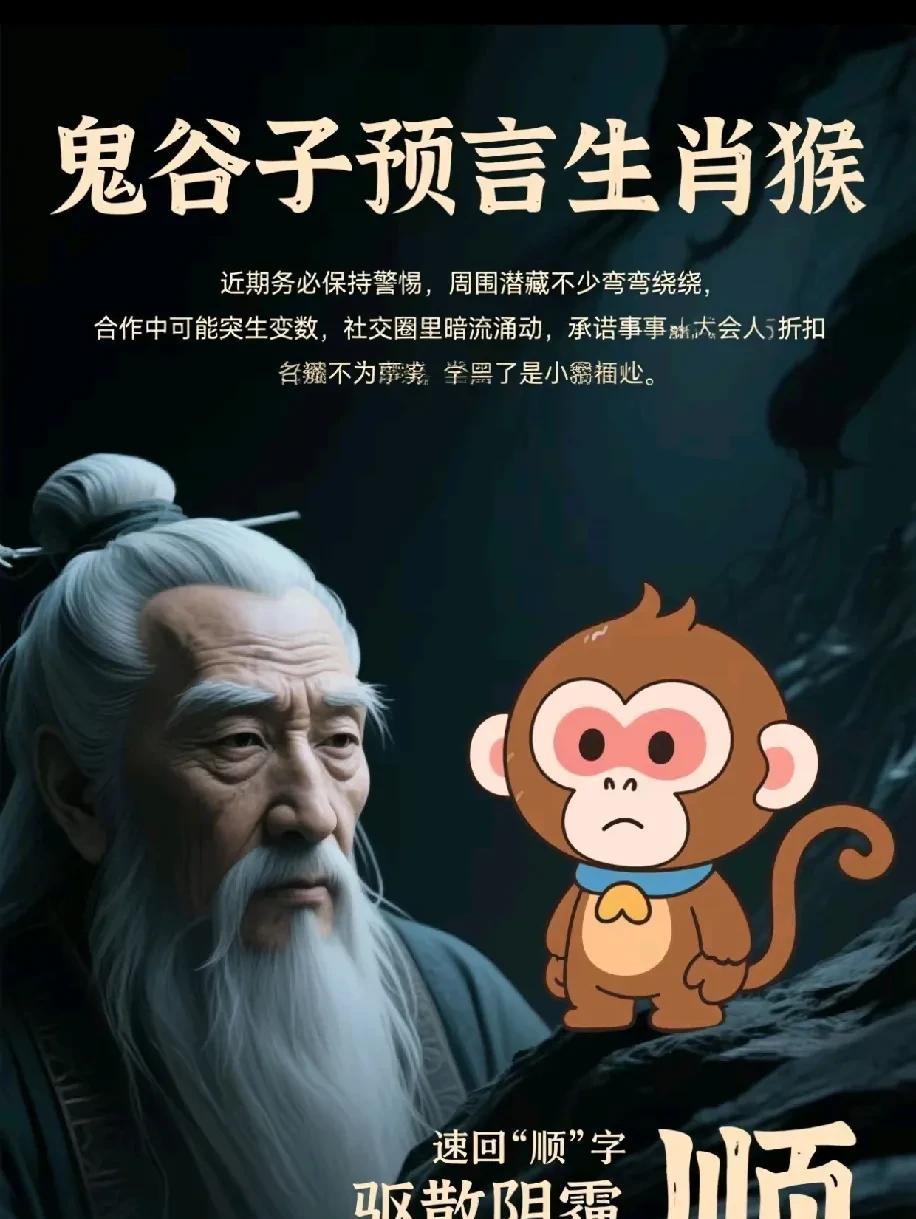 鬼谷子预言·生肖猴警示近期需警惕：合作易生变、社交藏暗流，承诺或有疏漏，小疏忽