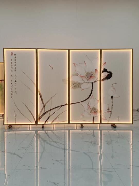 设计师收藏：中式美学·折叠丝绢屏风隔断