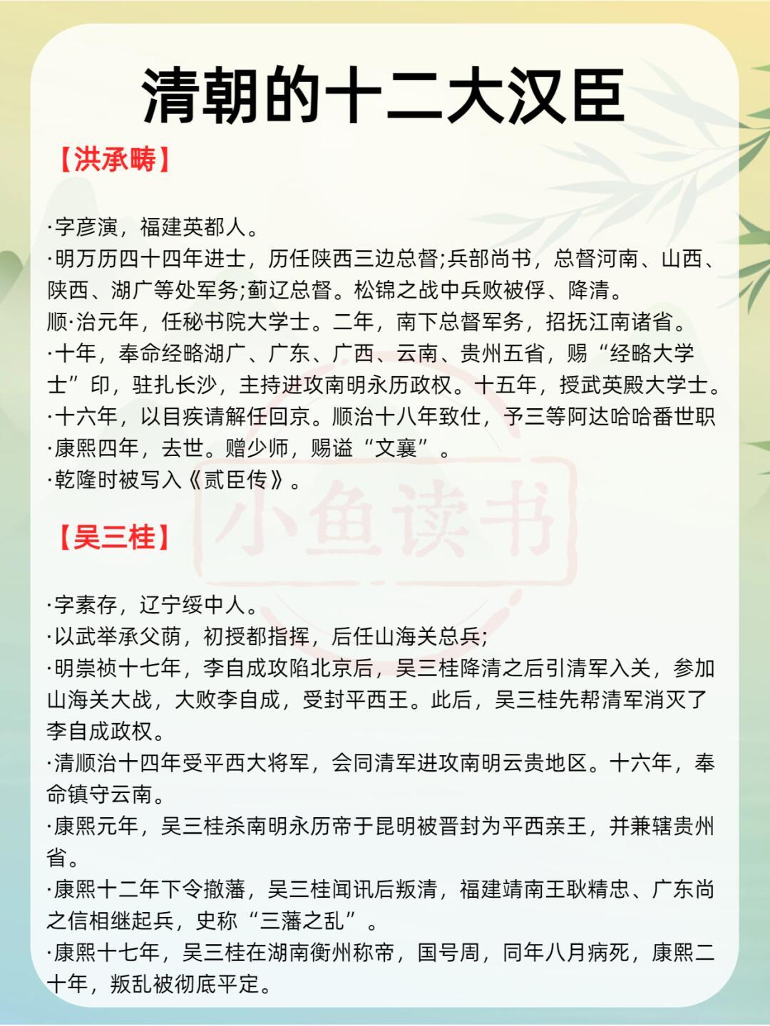 清朝的十二大汉臣。