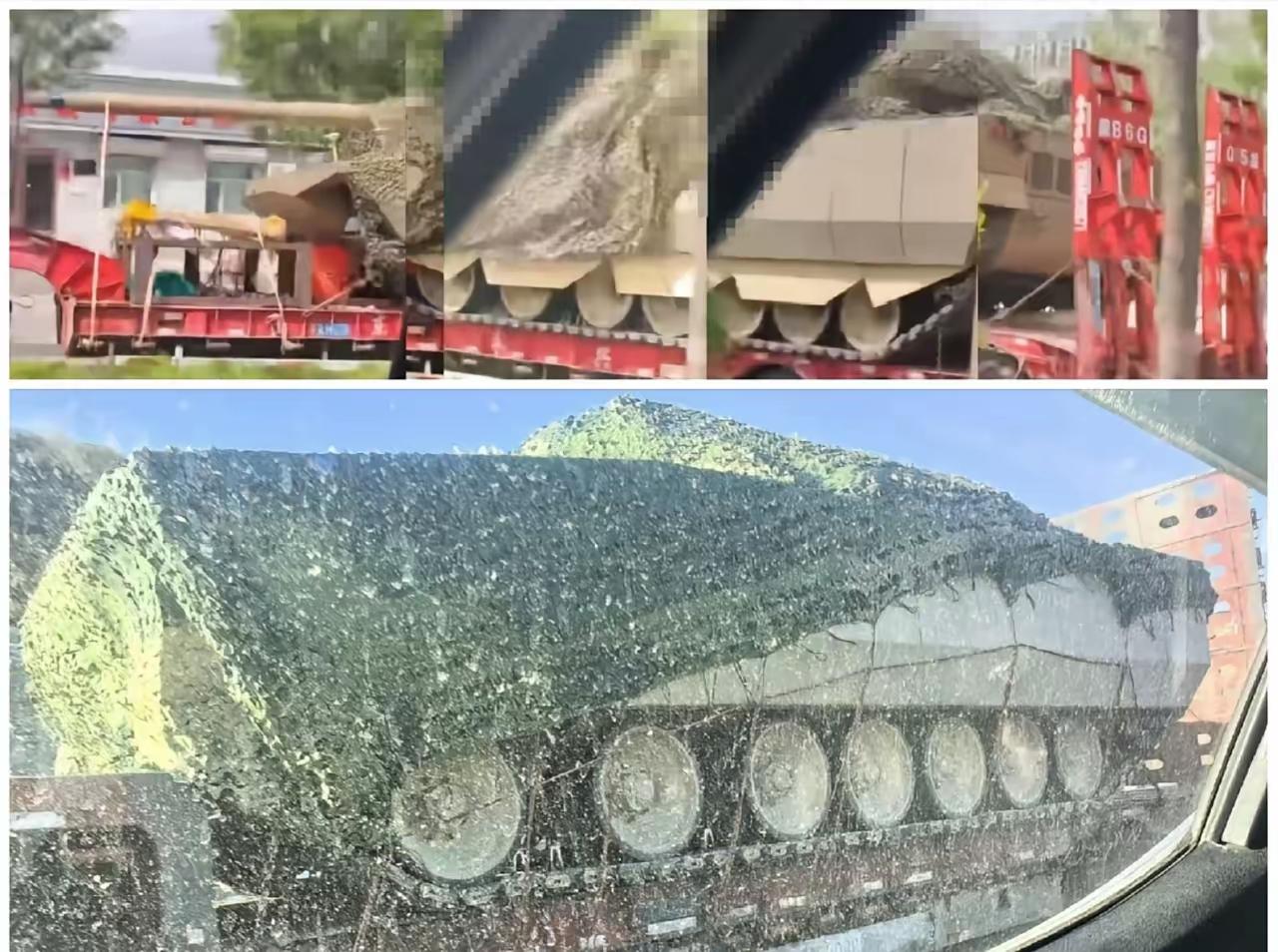 七对负重轮的神秘装甲车。看炮塔低矮和尾部明显不是之前曝光七对负重轮的新型155毫