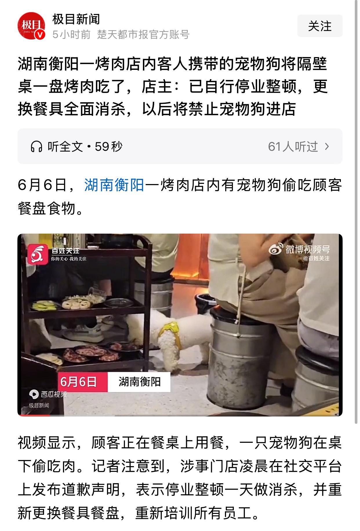 人在餐厅吸烟：没有公德心、违反规定狗在餐厅吃肉：一片寂静、鸦雀无声大部分“禁