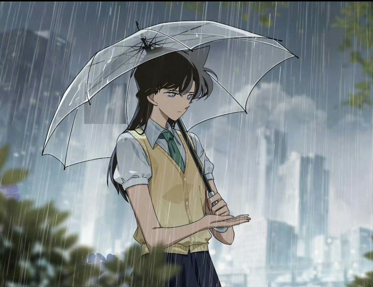名侦探柯南雨中的新兰（画师MalakTota20）​​​
