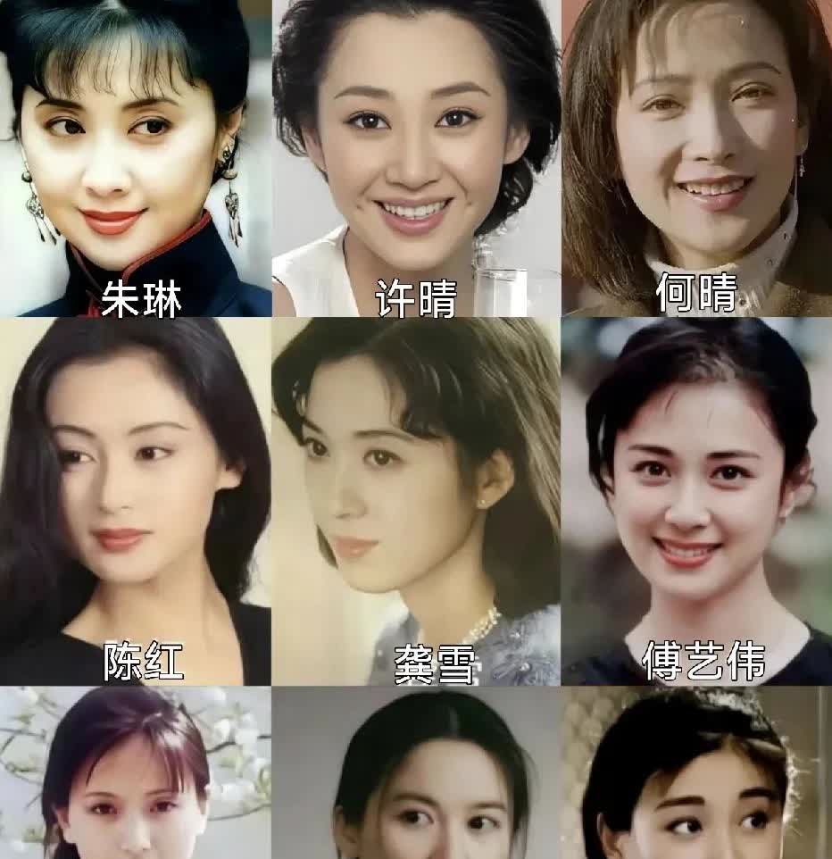 就这九张图来看，陈红确实国色天香，五官无论单看还是整体都很美，但没有突出的特色。