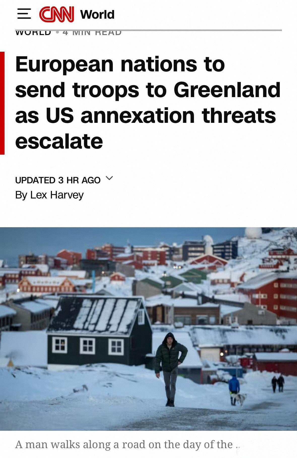 我相信很多朋友和我一样，今天最先看到的新闻是“欧洲国家向格陵兰派遣军队，以应对美