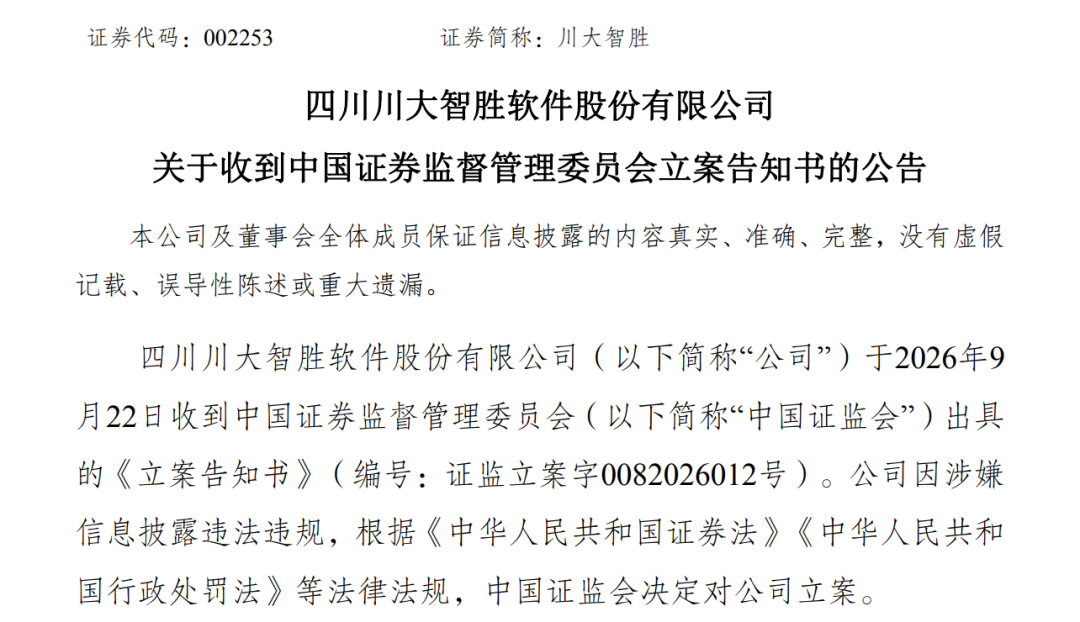 002253, 被证监会立案调查