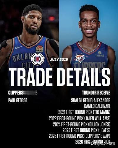 说到底都是快船的功劳！！！这笔交易成就了雷霆，也毁了快船！追回到2019年的