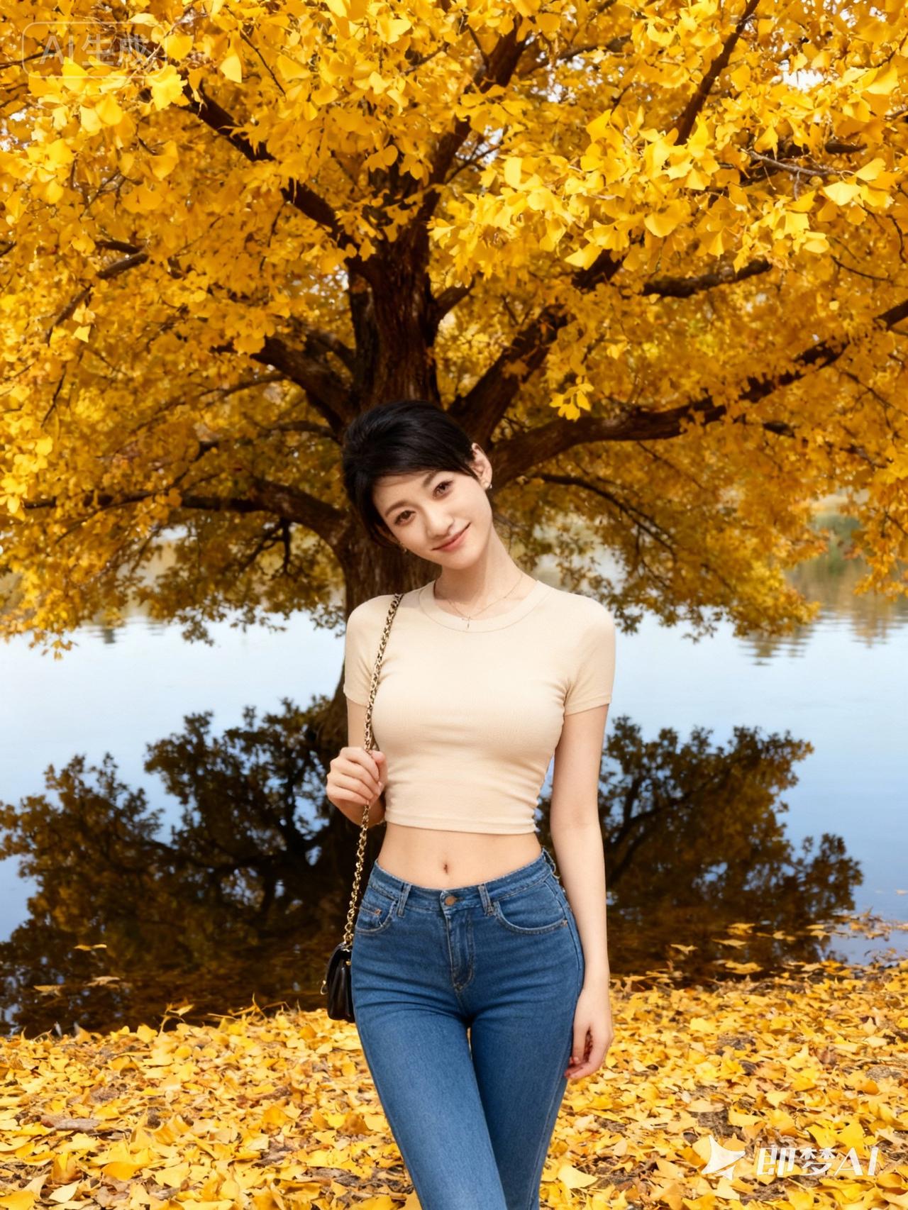 秋日暖阳下，与金黄落叶共舞，感受大自然的美好。