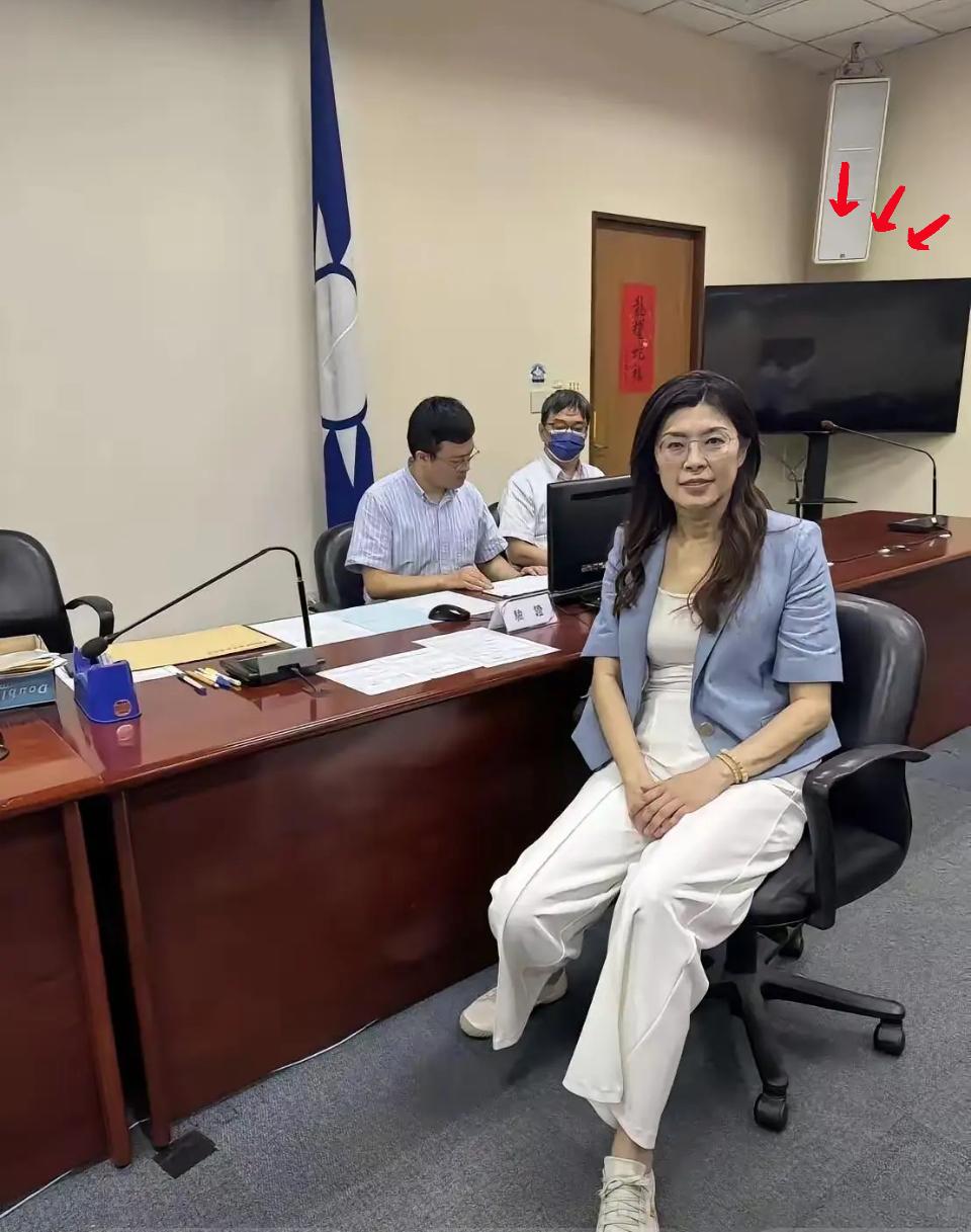 郑丽文坐在转椅上的这口气，可不是歇脚那么简单！曾能当模特的她，脸上藏着的不只是胜