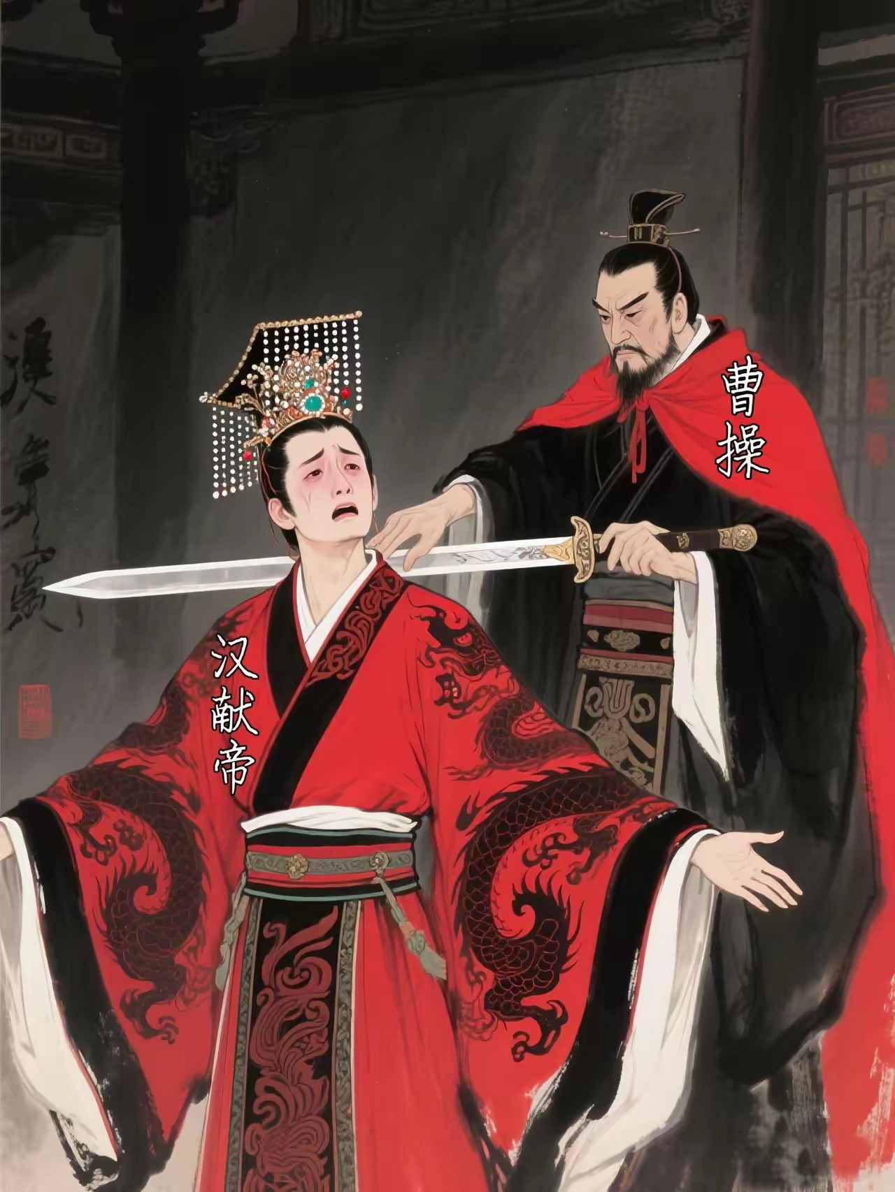 曹操兑现了自己一生只做汉臣的承诺。其实曹操一家对汉献帝也是不错了，曹操把几个女儿都嫁给了汉献帝。曹丕