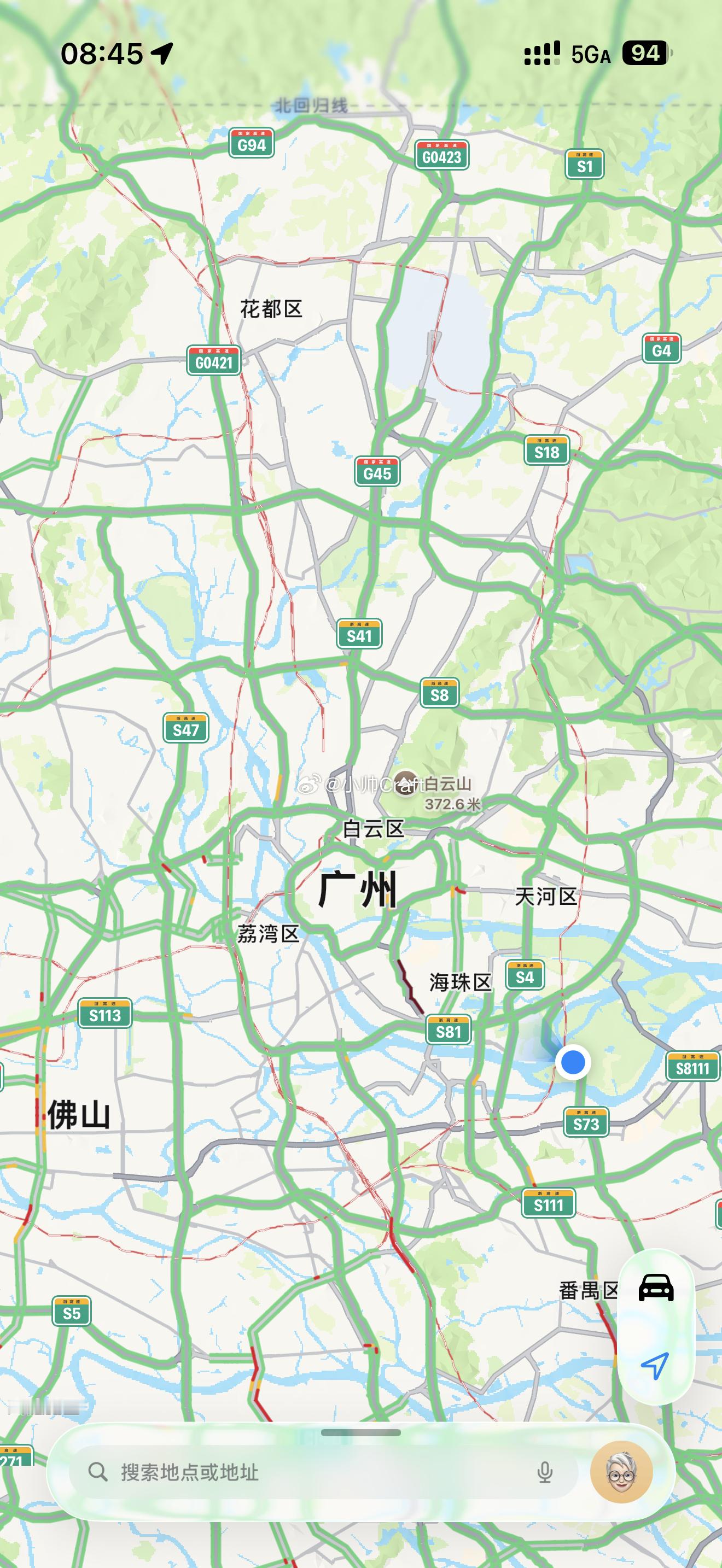 全运会广州限行之后，广州交通罕见的绿了！[笑着哭][笑着哭][笑着哭]