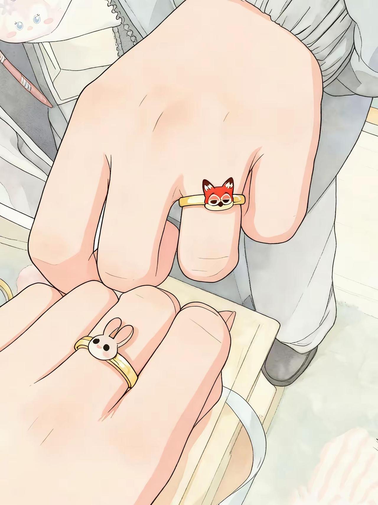 狐狸先生和兔子警官，你会跟我一起戴的对吗戒指疯狂动物城戒指控