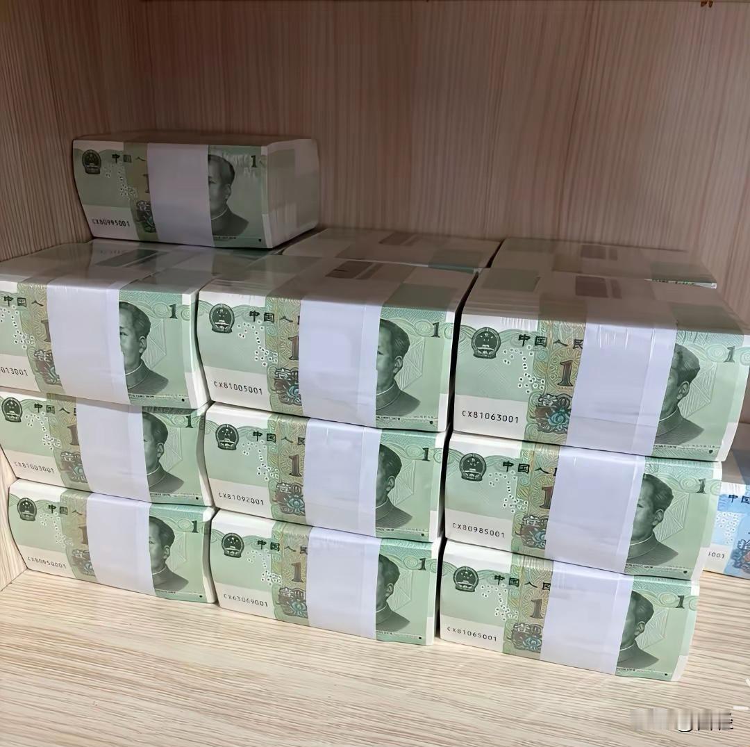 五年前，这是我在银行兑换的绿色一元纸币足足有十几捆，都是全新连号的。当初手里有