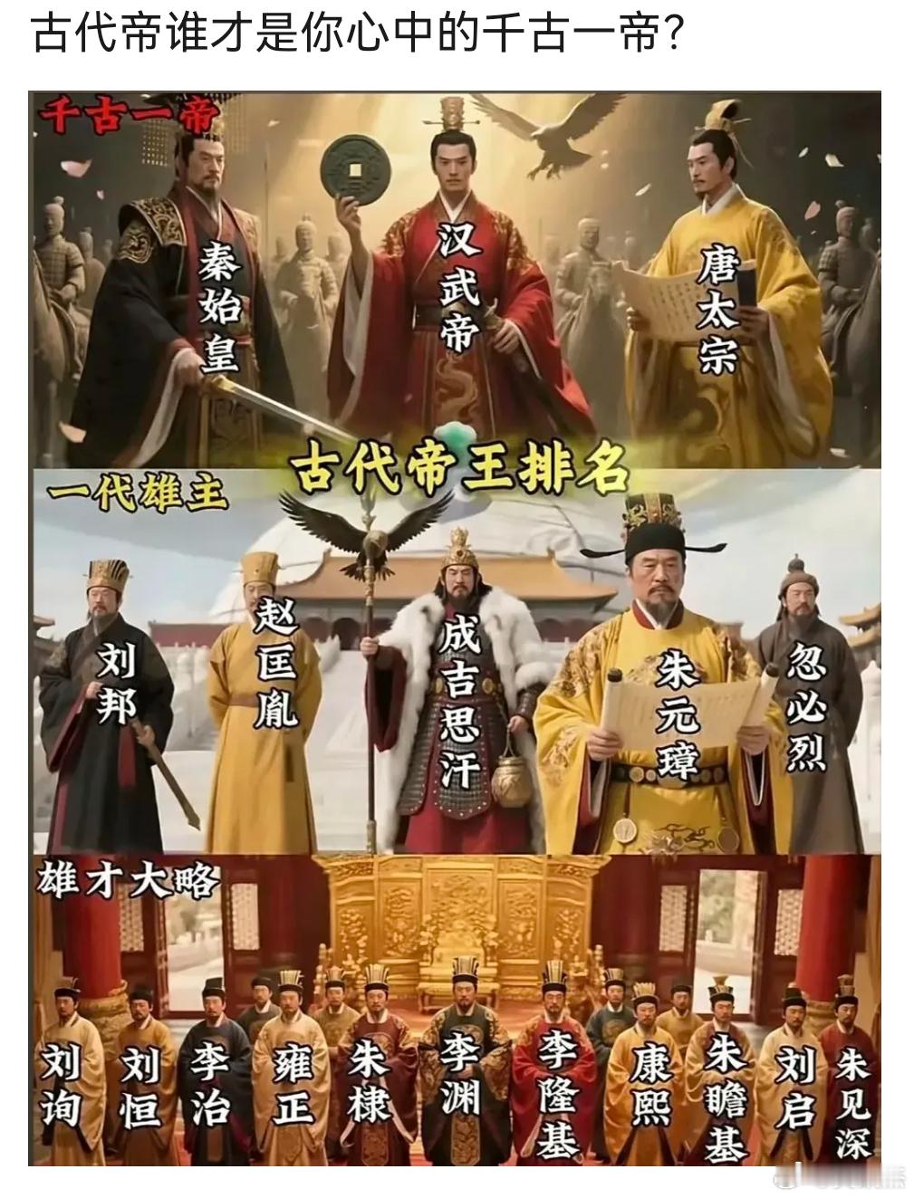 这些古代帝王中，你们觉得谁才是真正的千古一帝？