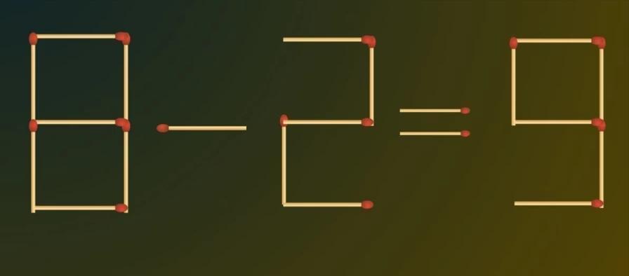思维挑战来袭！看这用火柴棒摆成的等式“8-2=9”，显然并不成立。现在