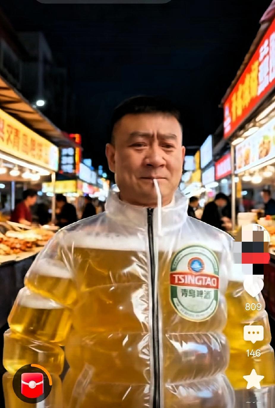 这波操作太秀了！把啤酒装进“外套”里走在街上回头率百分百自带吸管随时随地