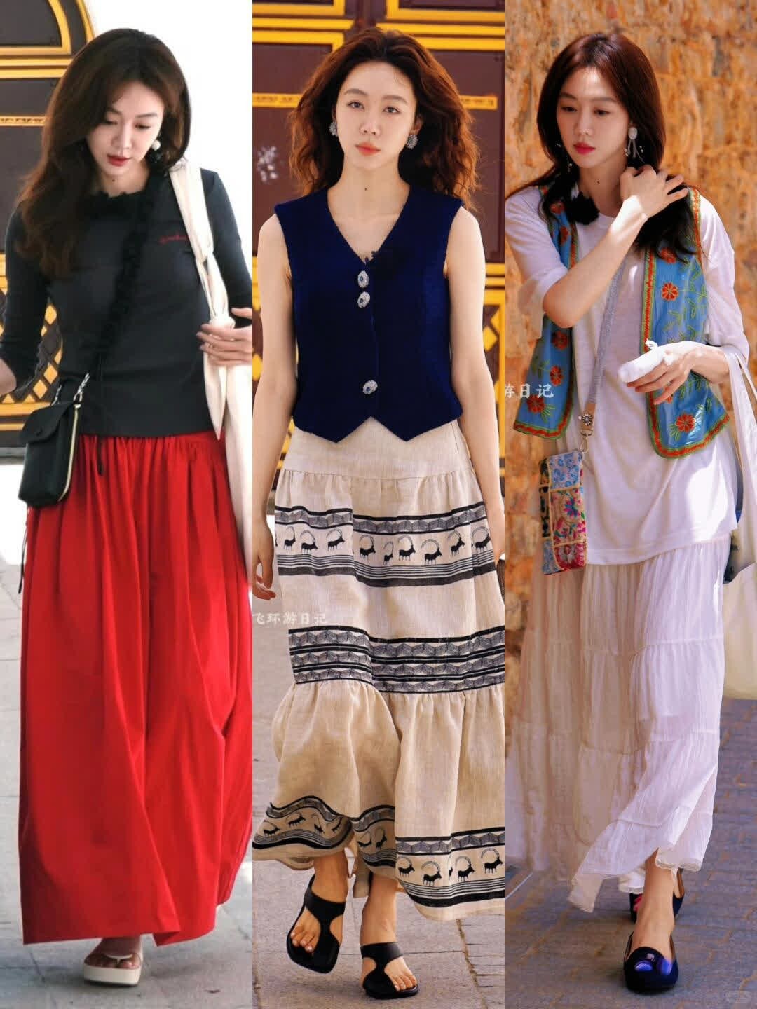 姜妍高挑美女真适合穿长裙！姜妍《中餐厅》路透，高挑身材真是适合穿长裙！图源l