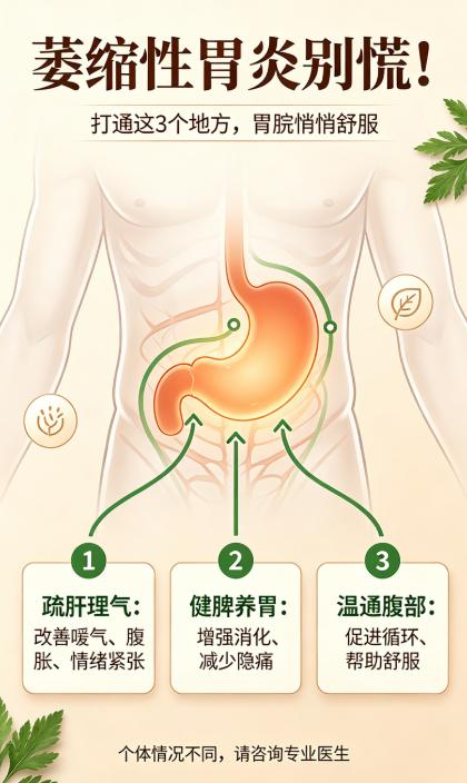 萎缩性胃炎别慌！打通这3个地方，胃脘悄悄舒服~在门诊上，经常有患者忧心忡忡地问