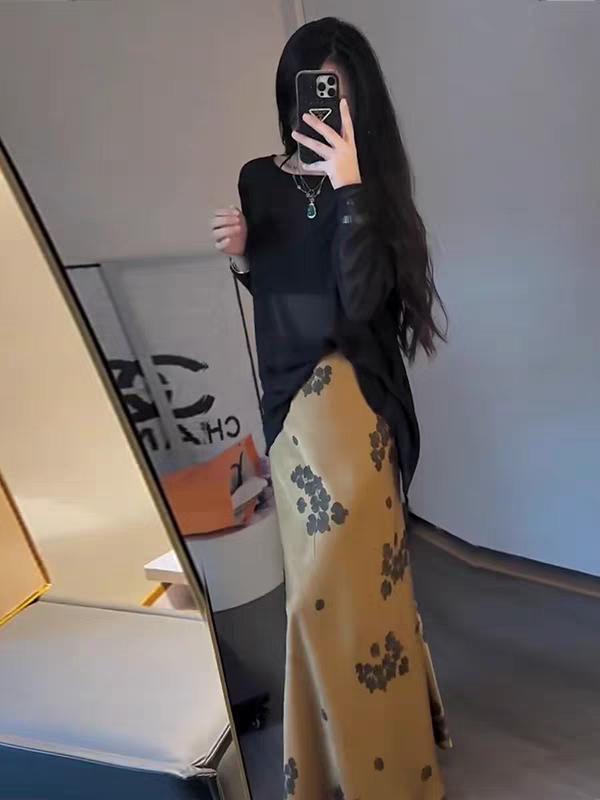 醋酸缎面碎花裙中式套装，蕾丝拼接款，尽显女人的神秘美感！