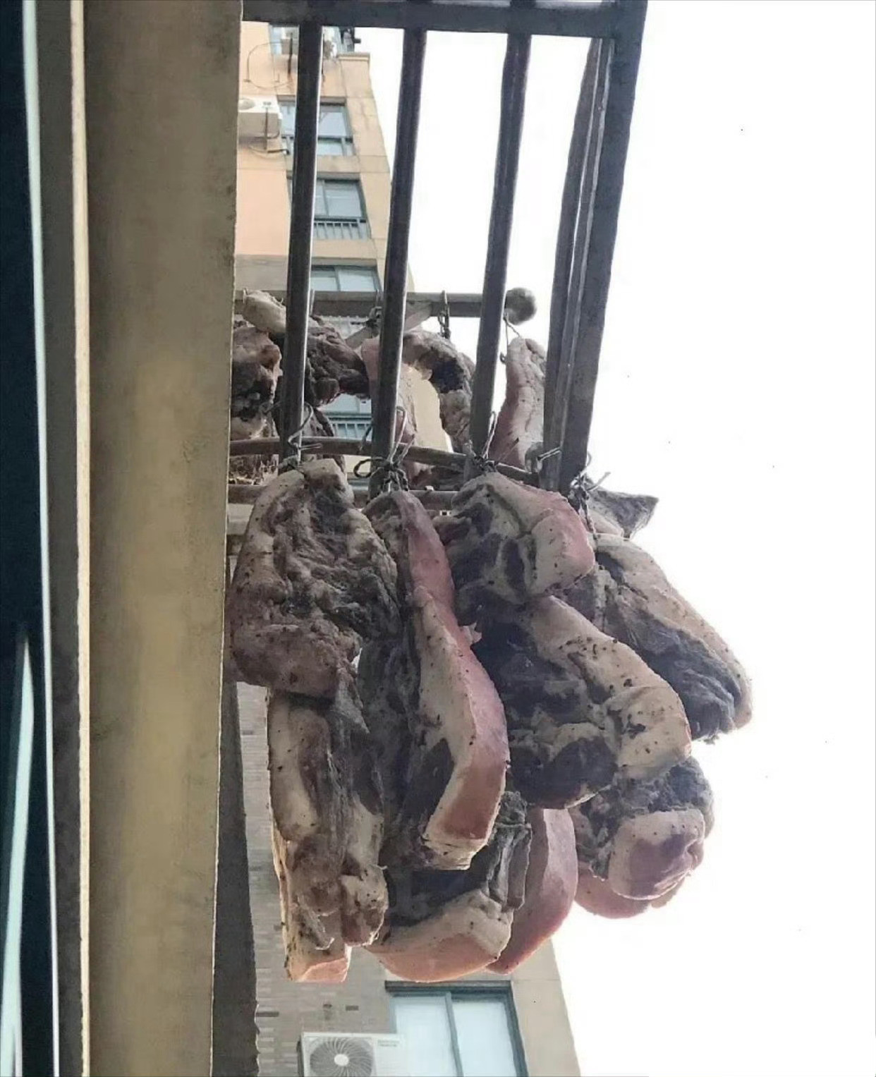 楼上邻居快把我逼疯了，在晾衣服的地方晒腊肉还在滴水，还会招来虫子，太没有分寸了吧
