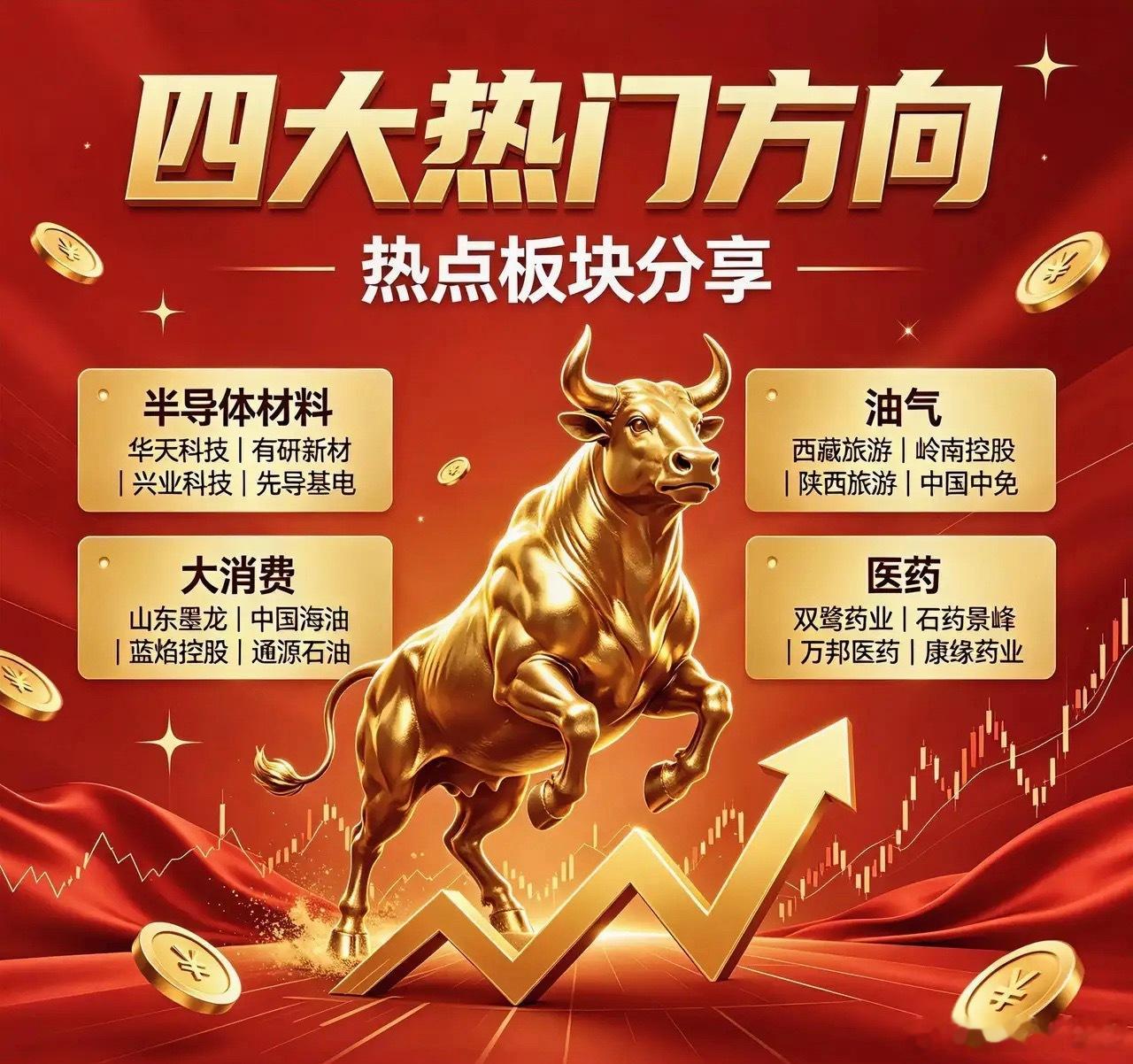 热点板块分享1. 第一名：半导体材料四大潜力黑马：华天科技、有研新材兴业科技、先