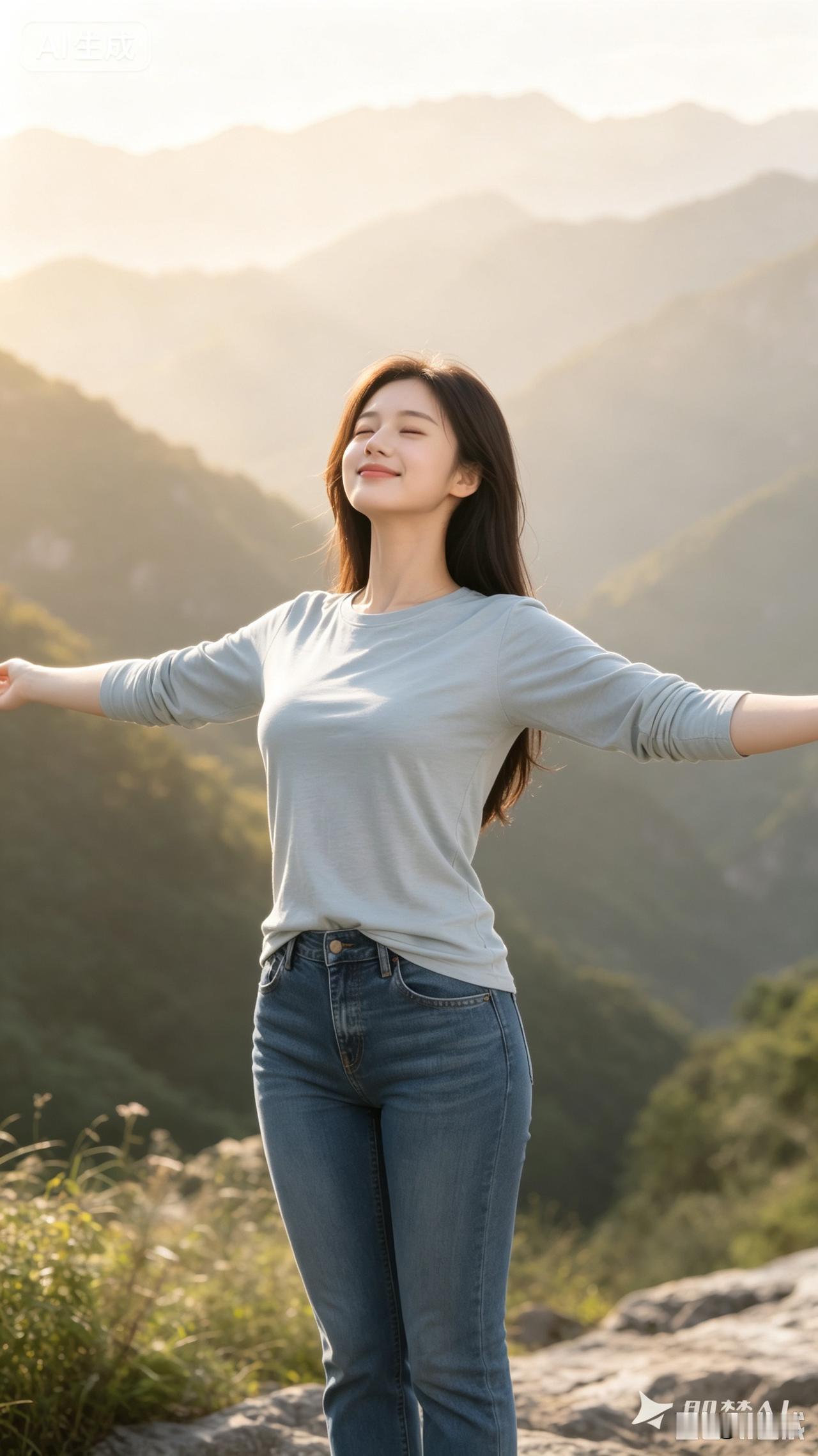 揽尽山川千般美，迎来朝旭一寸欢。人生不必追逐盛大，赏山河之秀，惜清晨微光，便是