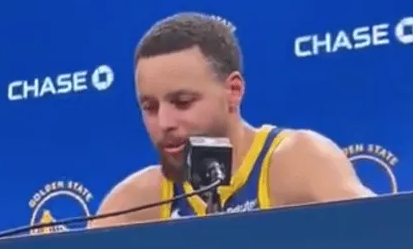 NBA常规赛，勇士120-113雄鹿。赛后，勇士球员斯蒂芬-库里接受媒体采访，