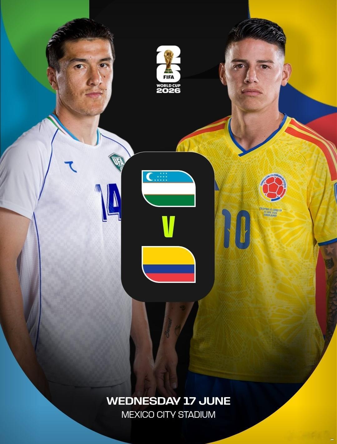 JR10J罗🇨🇴🇺🇿比赛日今晨10点世界杯小组赛首轮（K组）哥伦比