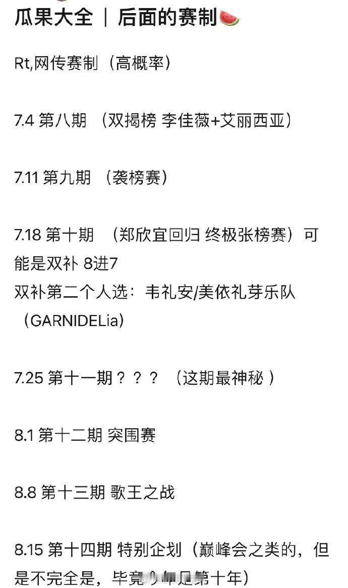 歌手后续赛制歌手直播歌手2025神仙打架期待后面赛制🙌​​​