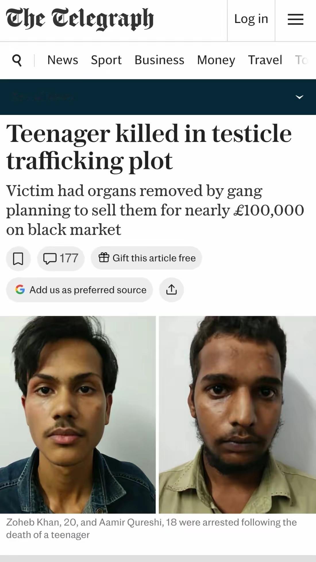 《每日电讯报》：印度博帕尔，近日两名男子以买钥匙扣为由将一名17岁小贩骗到隐蔽处捅死，割走死者两颗睾