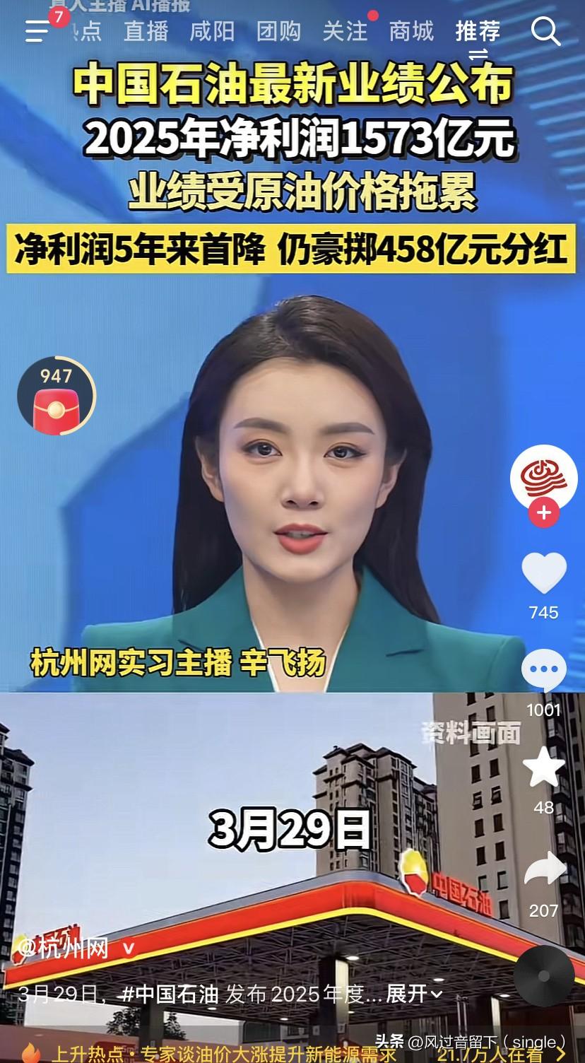 少挣钱就说你们亏损了，你们这什么逻辑啊！3月29日，中国石油发布了2025年的