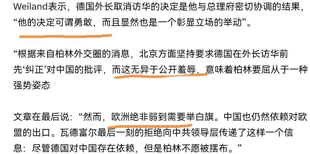 德媒点名对我们进行批评!德媒声称,我们意在“羞辱”德国,德国外长取消访华,其行为