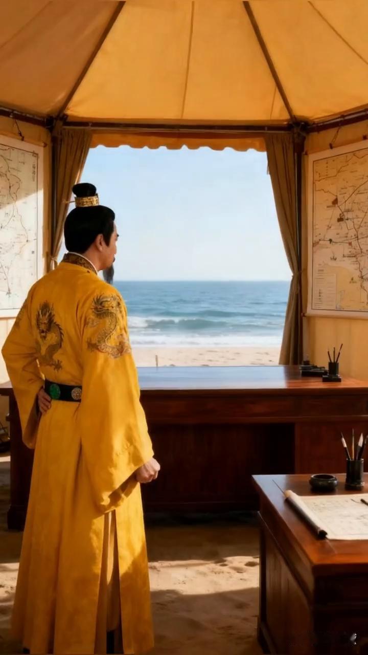 唐贞观十七年，太宗亲征高丽，却因畏海停滞不前。臣有一计，可解陛下之忧。此乃海边豪