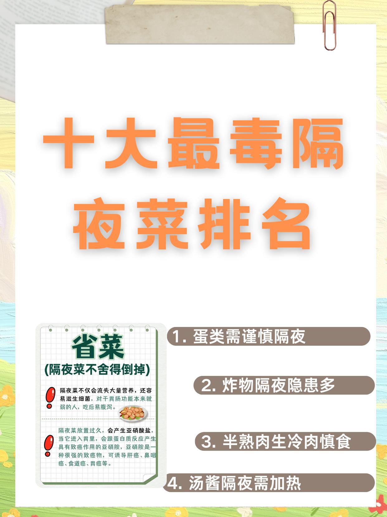 你是否知道哪些隔夜菜不宜保存？专家指出，这些食物一旦隔夜可能产生致命细菌，引发食