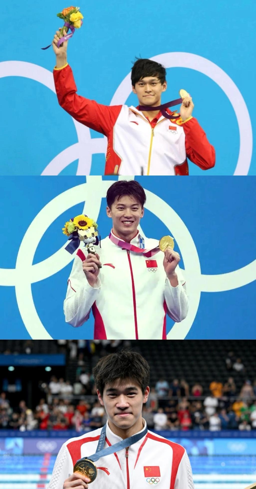 中国男子游泳仅有的三位个人奥运金牌获得者1.孙杨（伦敦奥运会400，1500
