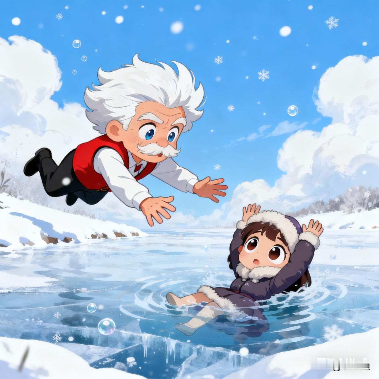 近日，河南南阳一公园中，一9岁小女孩不慎掉入公园河中，60岁的白发老人毫不犹豫脱