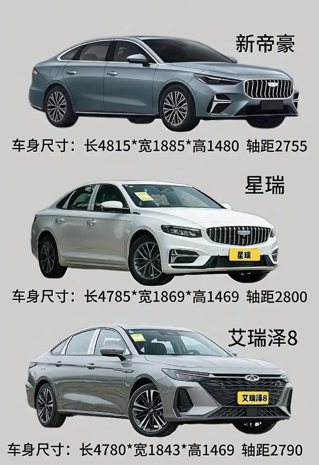新帝豪车长4815，比现在的星瑞都大，卷的太厉害了，工信部申报的帝豪，尺寸太大了