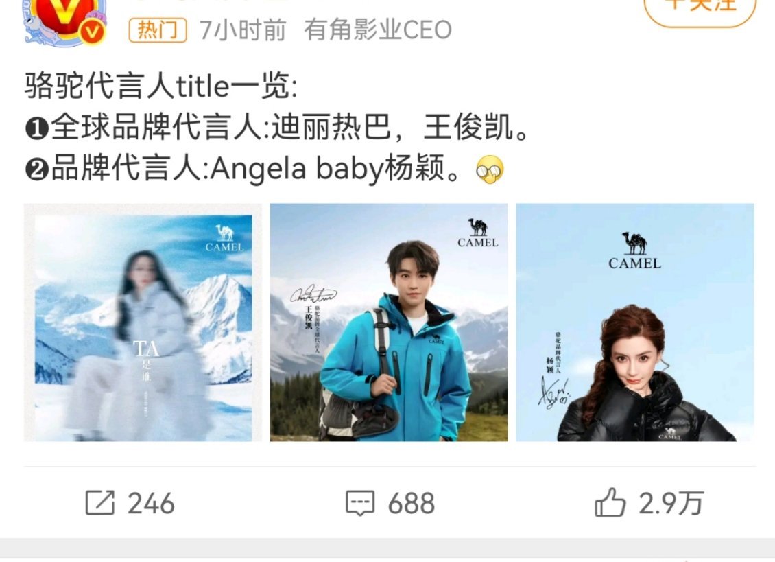骆驼广场两个女代言人粉丝在交流，不懂这有什么好破防的，在国内已有全球代言人的情况