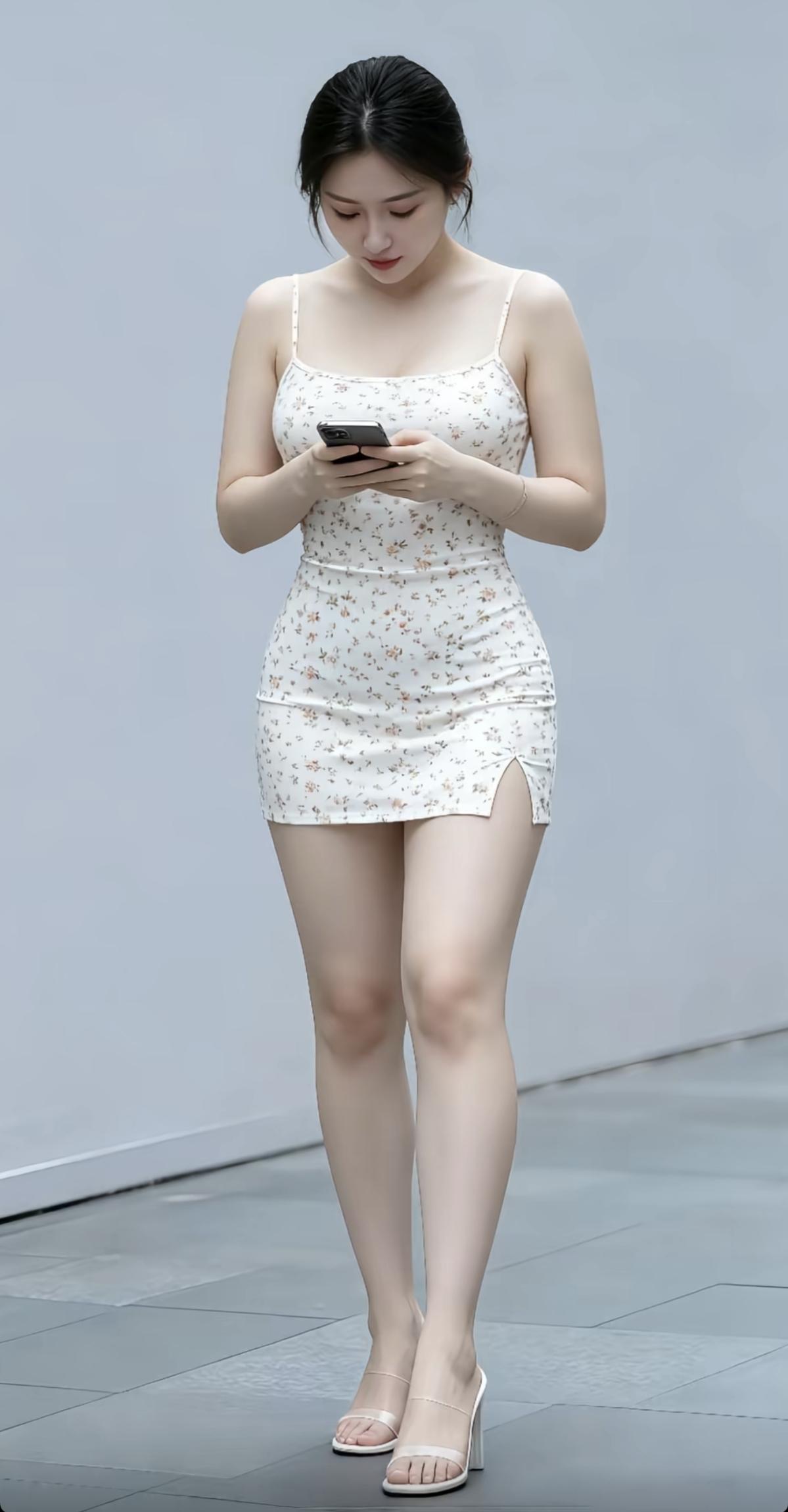 短裙丝袜，盈盈一握。