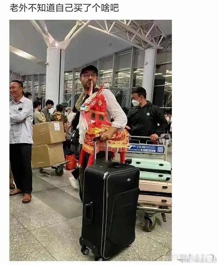 老外买了个马年吉祥物回国