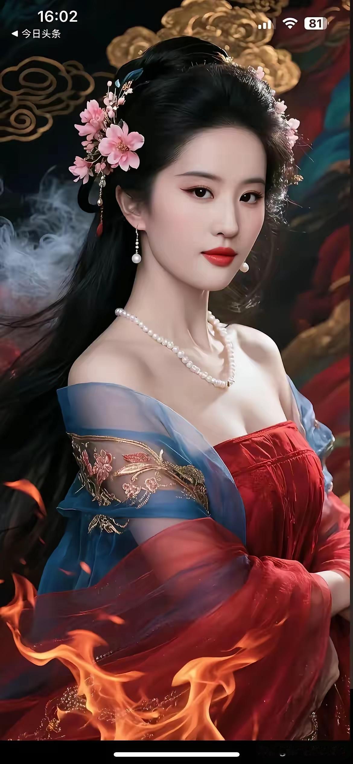 古风美人，花钿玉簪，红衣飘逸，如梦似幻。