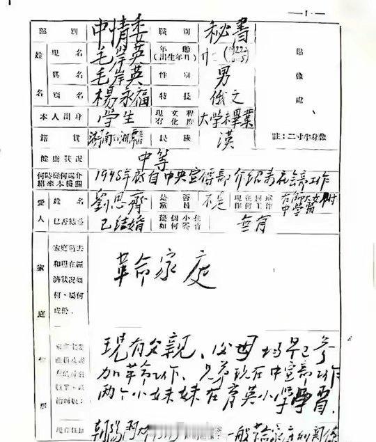 毛岸英进入朝鲜之前的亲笔书写。​​​